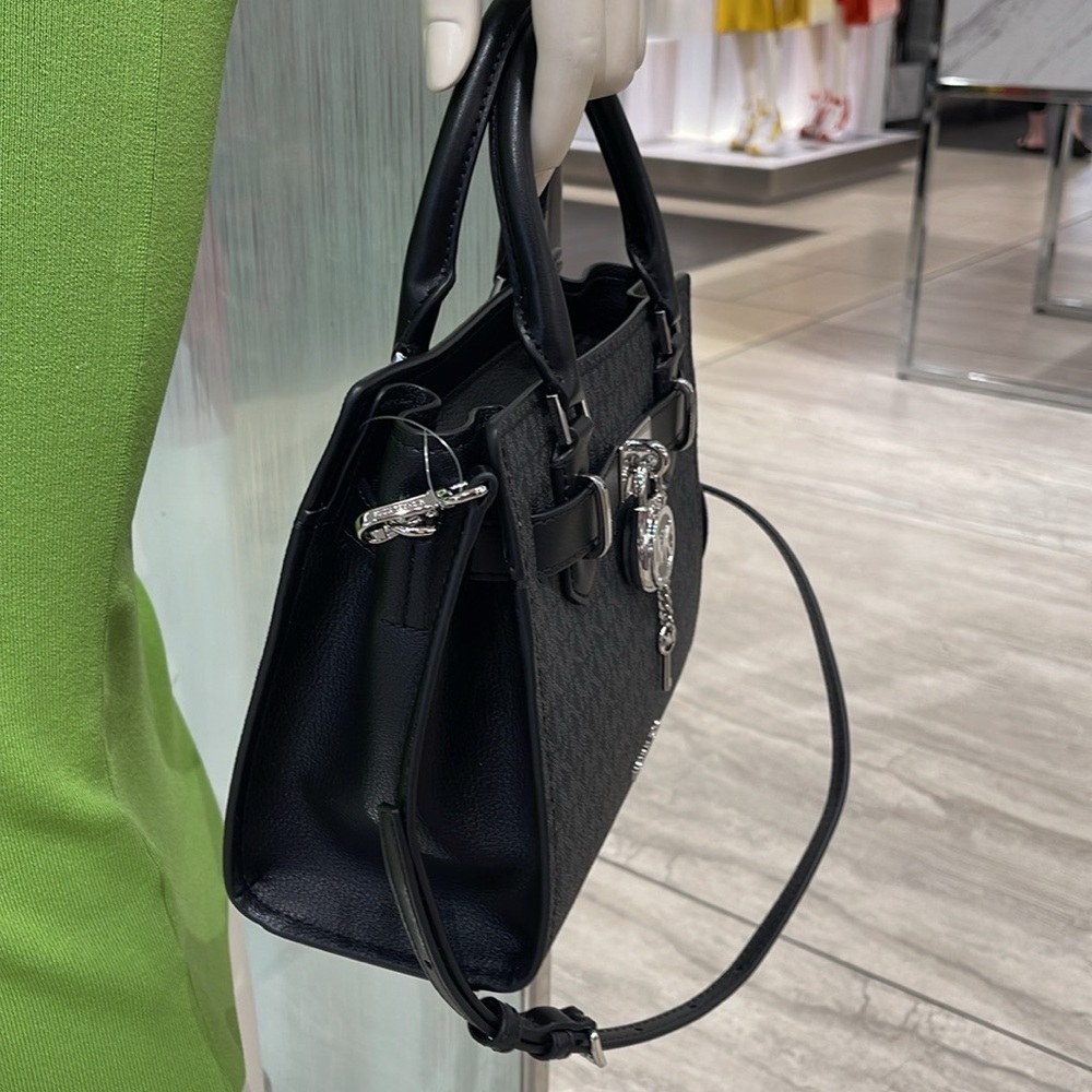 Michael Kors Hamilton Small Signature Logo Satchel Crossbody Bag
Black /Silver - Picture 6 of 16